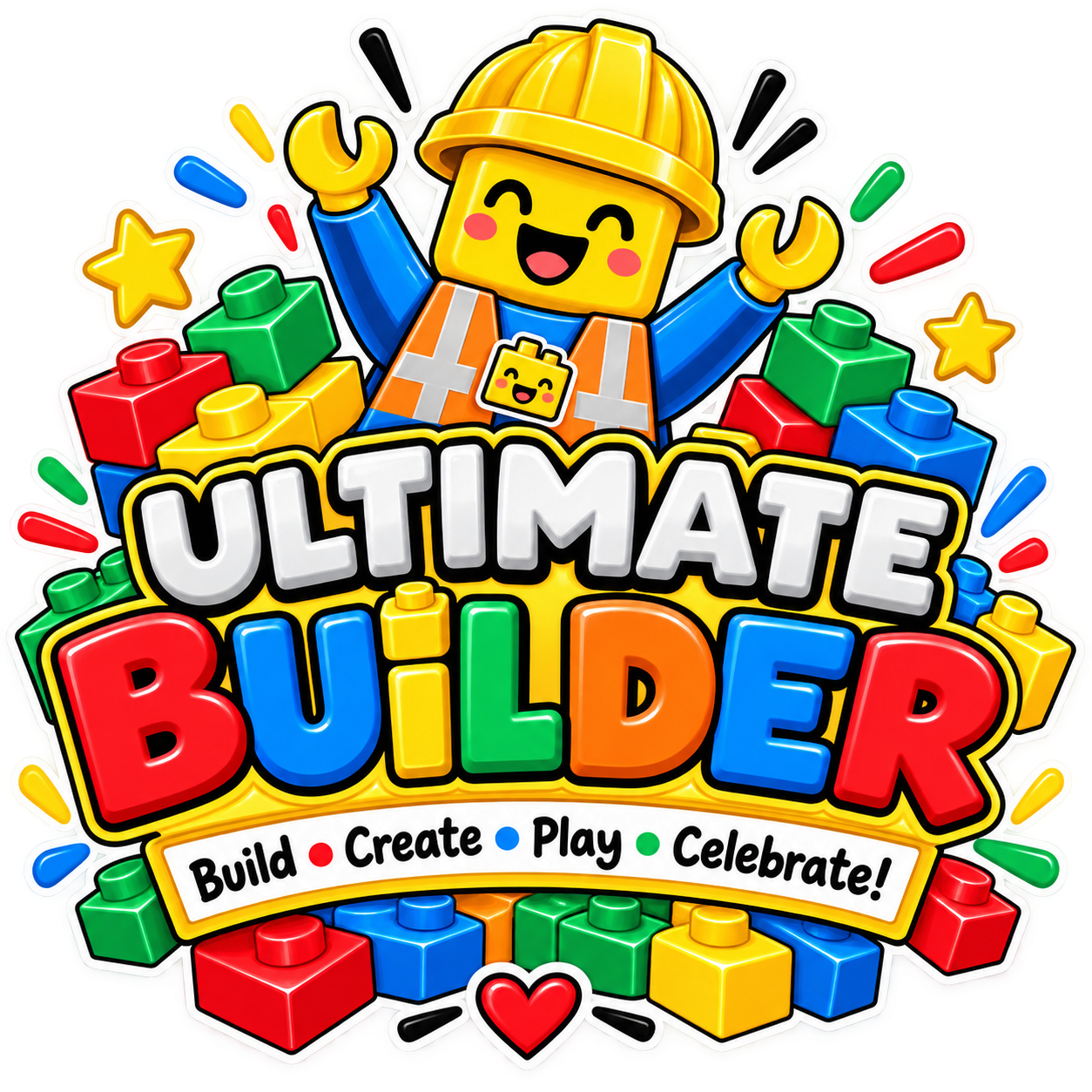 Brick-building birthday party graphic